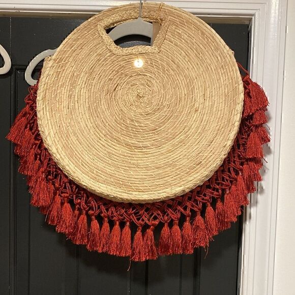 Anthropologie Palma Canaria Milly Fringed Clutch Red NWT - Picture 5 of 5